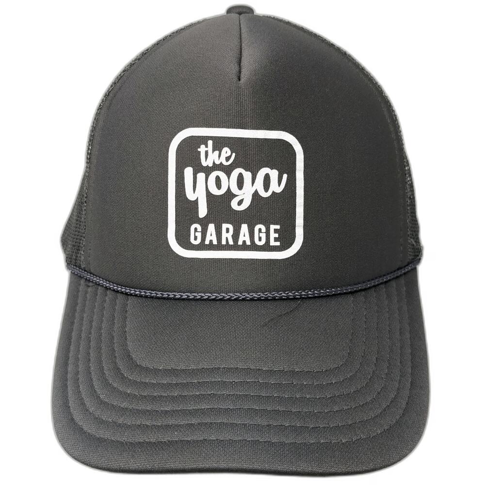 OTTO Trucker Hat Gray OSFM The Yoga Garage Logo Foam Mesh Snapback Rope Detail